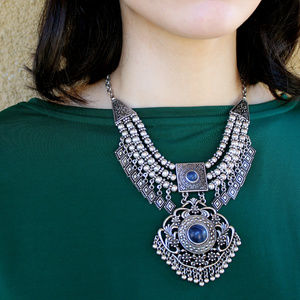 Silver Tribal Statement Necklace